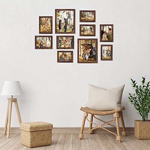 Giftgarden 10 Pcs Multi Picture Photo Frames Set for Multiple Size Photograph, Two 8x10, Four 4x6, Four 5x7, Brown - Image 4