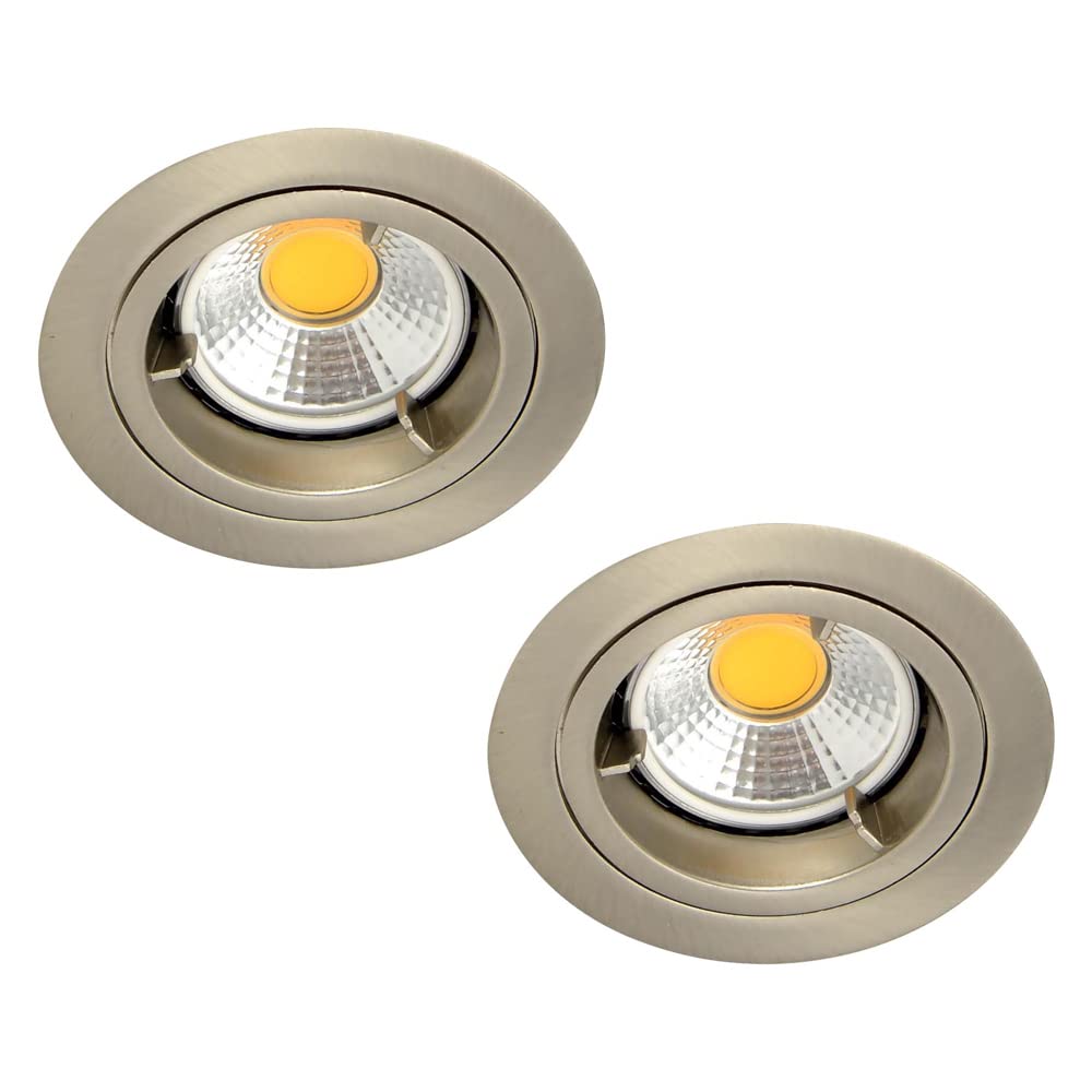 LITECRAFT Recessed Downlights Fire Rated Fixed Spotlights - (Satin Chrome, Pack of 2)
