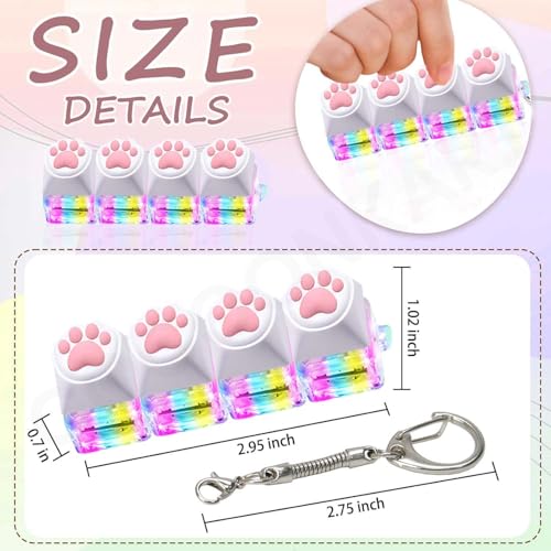 Image of 4 in 1 Lighting Keyboard Fidget Toys for Adults LED Light Keyboard Clicker with Keychain Fidget Sensory Fun Toys for Decompression (Cat Paw)