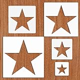 Cyy.lcm 5pcs Reusable Painting Stencils,Plastic Art Craft Templates on Wood Wall Fabric Paper Home Décor DIY 4' to 12' (Star)
