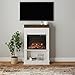 Ameriwood Home Mateo Electric Mantel Fireplace with Open Shelf, Ivory Oak Finish, Eco-Friendly Heating Technology