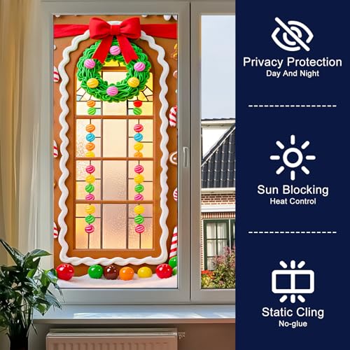 Vinilo decorativo para ventana tema casita de jengibre 39.3x17.7 pulgadas miniatura 2