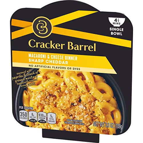 Cracker Barrel Sharp Cheddar Macaroni & Cheese Single Bowl Dinner (6 ct Pack, 3.8 oz Trays)
