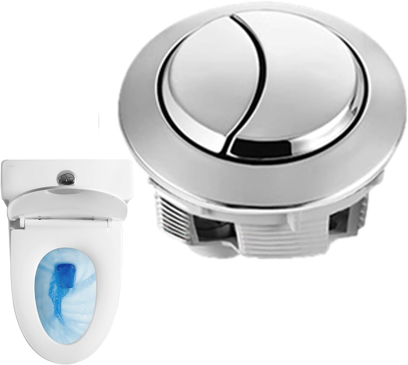 Flush Button - Stainless Steel Spring Press Push Toilet Tank Button, Toilet Seat Tank B́utton, Ţoilet Flush B̀utton Parts, Universal Threaded B́̃útton Pusher, Ťoilet Plunger Replacement Kit