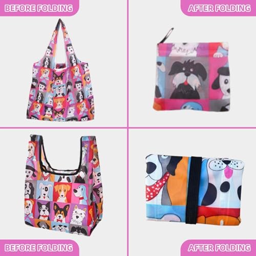 1 Stück Cartoon-Hund-Einkaufstasche Und 1 Stück Cartoon-Hund-Lunchbox-Tasche, Einkaufstasche Mit Großer Kapazität, Tragbare Faltbare Aufbewahrungstasche