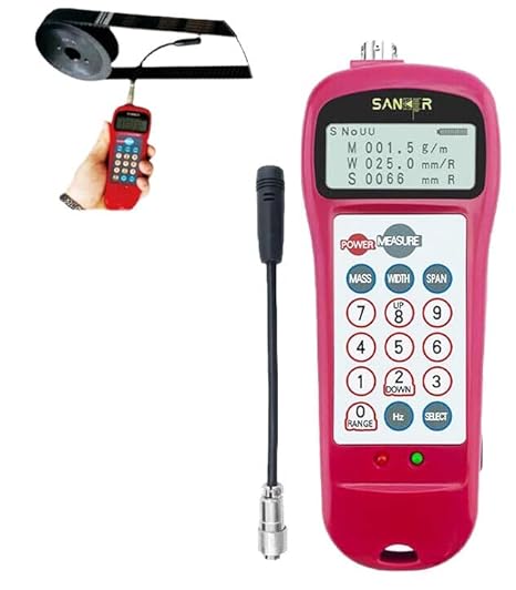 Digital Sonic Tension Meter Sonic Belt Tension Tester Meter Gauge Sonic Belt Tensiometer with Frequency Range 10Hz-5000Hz Tension Range 0.01-99900N Data Storage Function for Most Belt Types