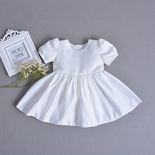 Baby Girls 3Pcs Organza Lace-Overlay Christening Gown Baptism Dress with Bonnet4