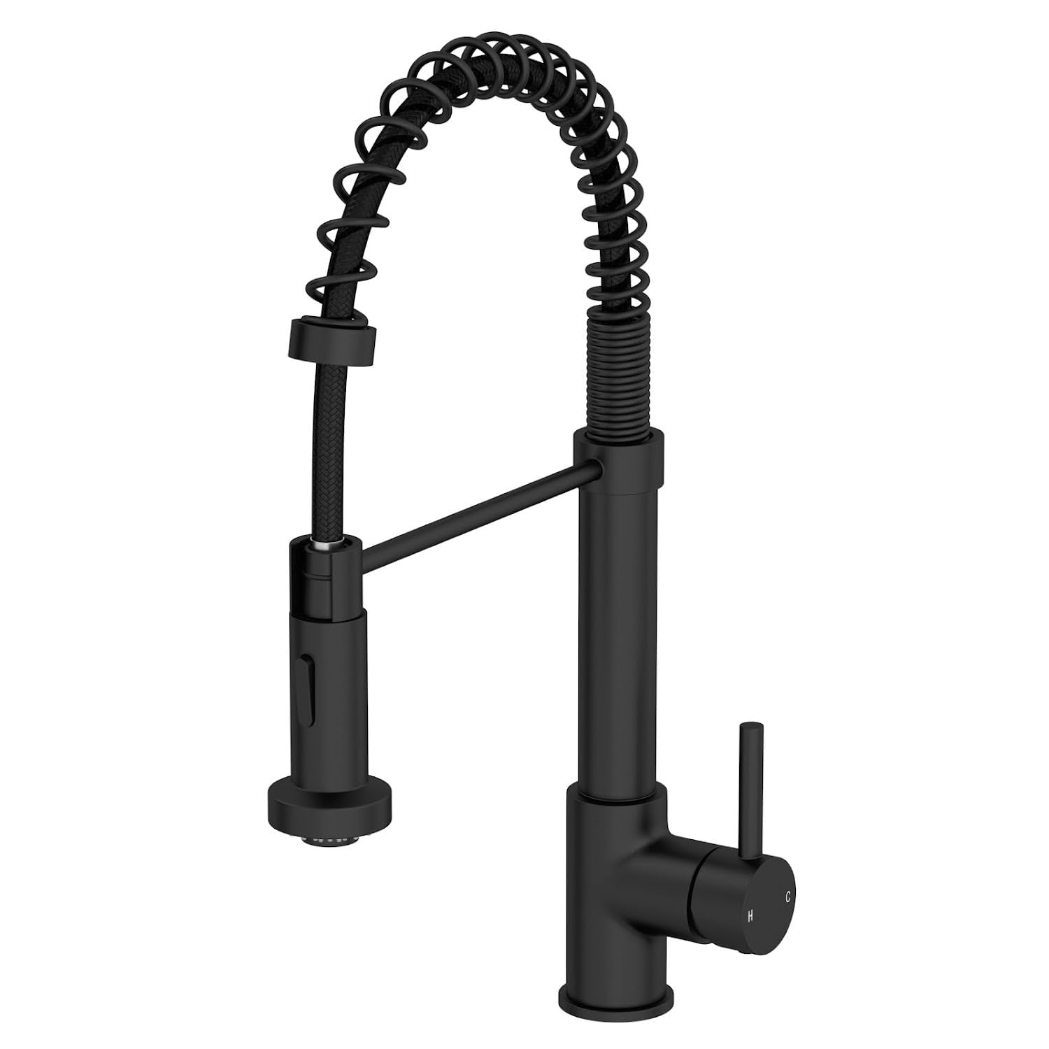 SÄUBER® Astano Kitchen Sink Mixer Tap Pull Out Spray Head Swivel Spout Brass Body Single Lever Handle for Sinks Taps Faucet Modern Round, Matt Black