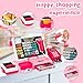 VOPOGLNE Cash Register Playset Toy for Kids, Real Calculator Register, Pretend Play Store with Music, Scanner, Play Money, Food, Preschool Learning Toy Playset Gift for Toddler Boy Girl