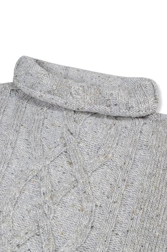 Brooks Brothers Womens Mock Neck Collar Aran Cable Knit Lambswool Blend Sweater,2