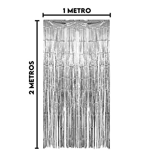 Cortina Fitas Metalizadas Prata - 1x2 Metros