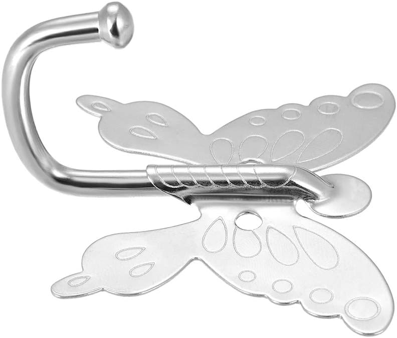 uxcell 10Pcs Wall Mounted Hook Robe Hooks Butterfly Style Single Clothes Hanger, Zinc Alloy, Silver