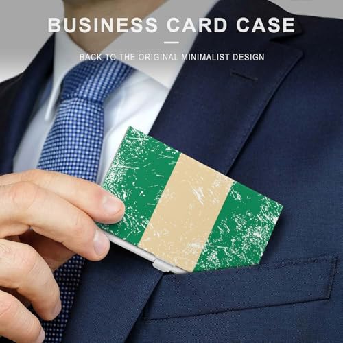 Nigeria Vintage Flag Business Card Holder Slim Credit Case Pocket Name Case Wallet for Men Women3