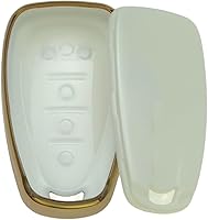 Vista 4 de Funda para Llavero de TPU Compatible con Chevrolet Blazer Bolt EV Camaro Cruze Equinox Malibu Sonic Spark Traverse Trax Volt 2016-2024 (Negro/Blanco)