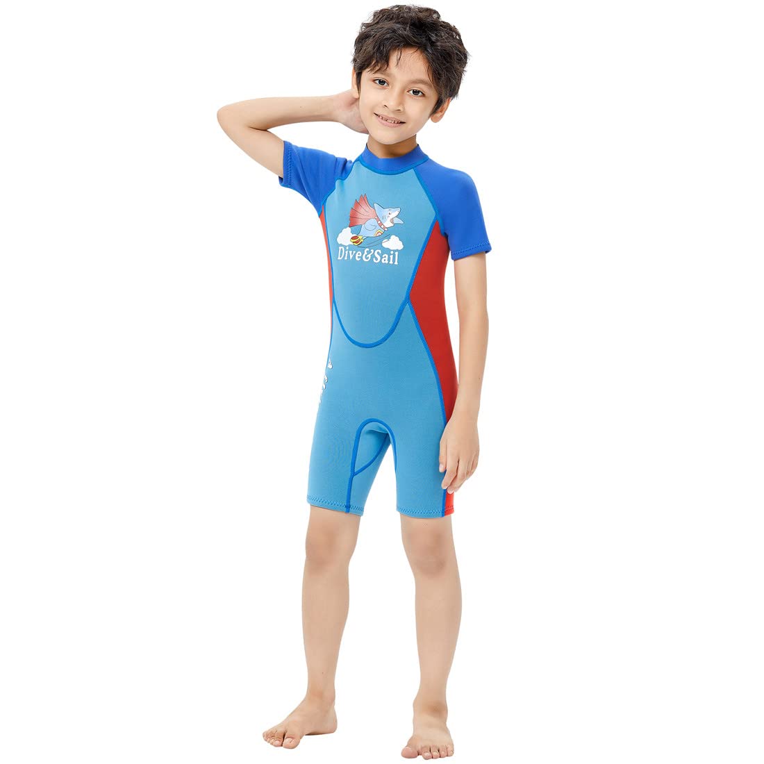Kinder Mädchen Jungen Kurzarm Wäremehaltung UV-Schutz 2.5MM Neopren warm Wetsuit Wäremehaltung Tauchanzug Badeanzug für Wassersport Kinder Neoprenanzug
