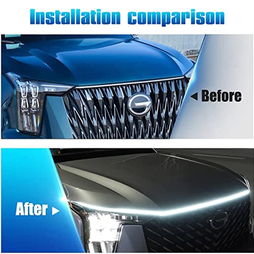 Car Hood Light Strip, 79 Inch Led Strip Lights For Car Hood Universal Engine Hood Guide Decorative Light Bar 12V Flexible Headlight Waterproof Daytime Running Light Strip For Cars,Suvs,Trucks (White)… #TOP1