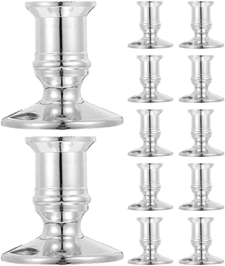 Electronic Candlestick Holders Set of 12 2.36 inch Plastic Candle Holder Bases for Dining Table Wedding Candlestick Centerpieces Party Decor Indoor Home Restaurant Use image 2