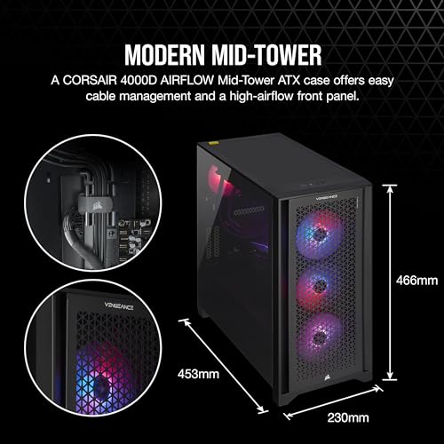 Image of Corsair Vengeance i7500 Series Gaming PC - Liquid Cooled Intel Core i5 14600KF CPU - NVIDIA GeForce RTX 4070 GPU - 32GB Vengeance RGB DDR5 Memory - 1TB M.2 SSD - Black