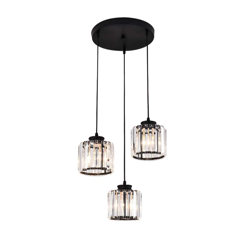 Lampe suspendue cristal E14 plafonnier de salon moderne européen cuisine noir