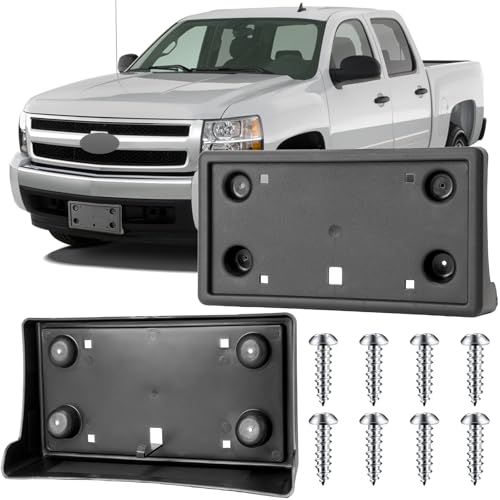 Image of License Plate Bracket for Chevy Silverado 1500 2003 2004 2005 2006, Silverado 1500 Classic 2007 (Fits SS sub-Model only), Front Bumper License Plate Holder Replacement Frame Black Mount