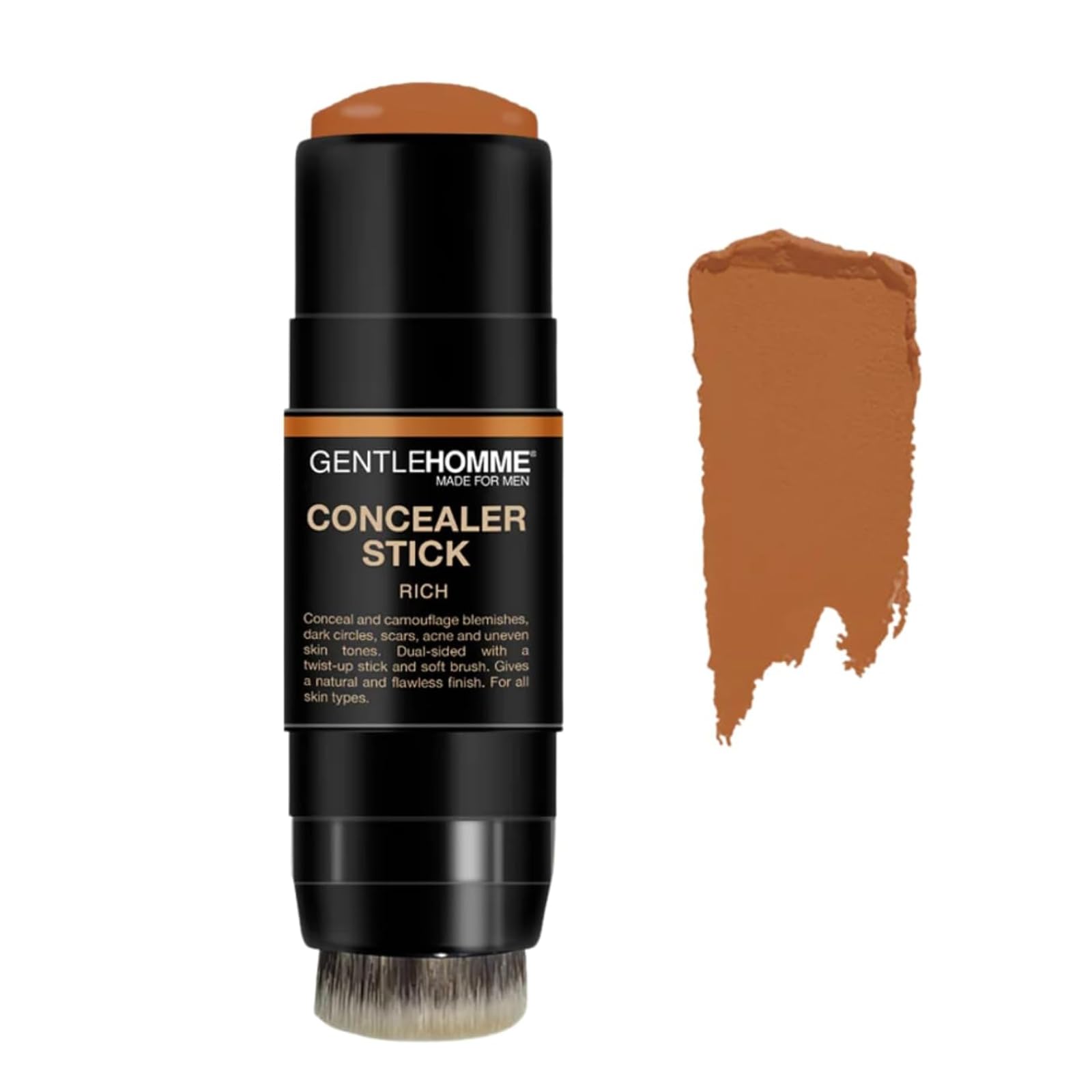 Gentlehomme - Corrector Stick - Corrector y pincel 2 en 1 para hombres - Para imperfecciones oculares, cicatrices, acné y tonos de piel desiguales, acabado natural, todo tipo de piel - Vega
