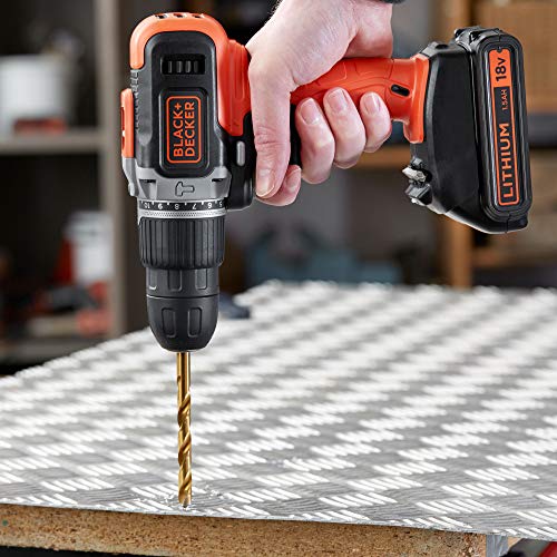 BLACK+DECKER BCD003BAST-QW Akku-Schlagbohrmaschine – 160 Zubehörteile – Lieferung in Organizer, 18 V – Bild 5