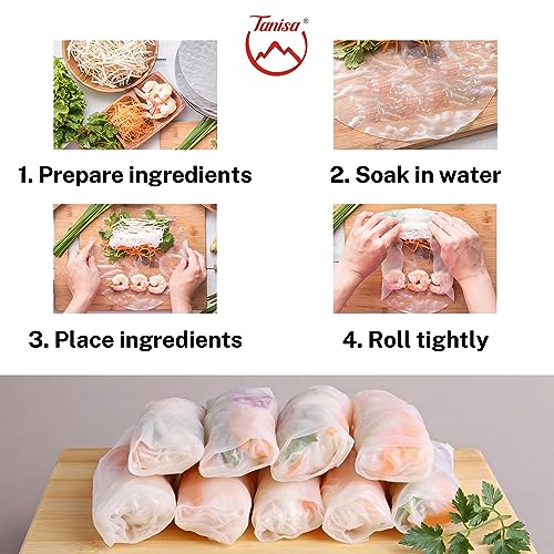 TANISA 3 in 1 Rice Paper Spring Rolls Meal Kit, Rice Paper Wrapppers, Rice Noodles with Peanut and Soy Dip, Spring Roll Wrappers Convenient Meals, Papel de arroz comestible - Thumbnail 5