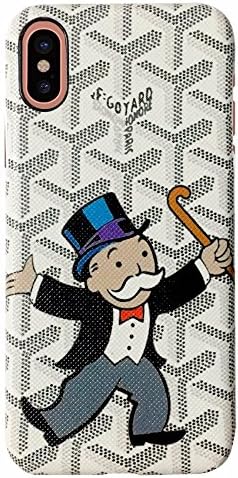 Deluxe Concept Fashion Luxury Cell Phone Case for iPhone X/XS Mr Monopoly (White)