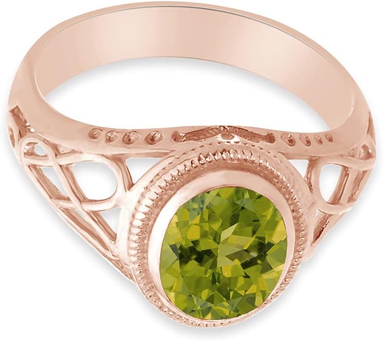 Celtic Lady's Simulated Birthstone Ring In 14K Rose Gold Plated 925 Sterling Silver Jewelry for Ladies