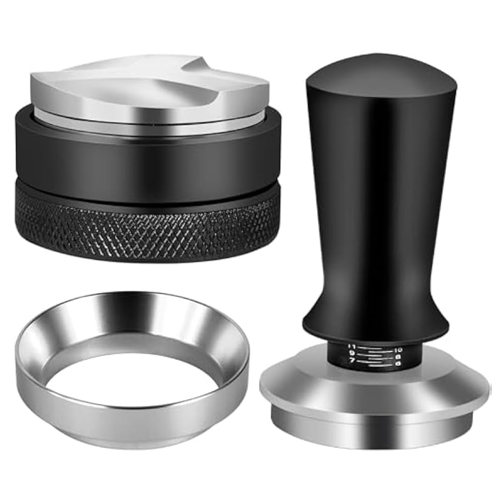 CTRLZS Espresso Accessories Kit 51mm Spring Loaded Calibrated Tamper Dosing Funnel,Distributor Leveler Espresso Distribution