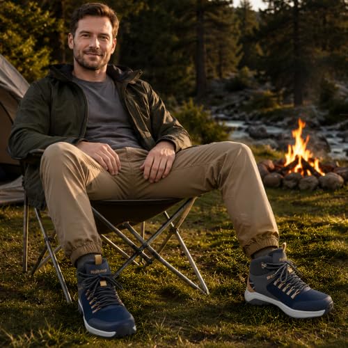 Image of Mens Waterproof Hiking Boots Outdoor Lightweight Work Ankle Boots All-Terrain Trekking Hiking Shoes US 7.5-12