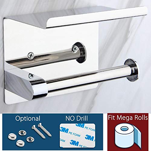Waydeli Toilet Paper Holder - Stainless Steel Toilet Paper Roll Holder with Phone Shelf