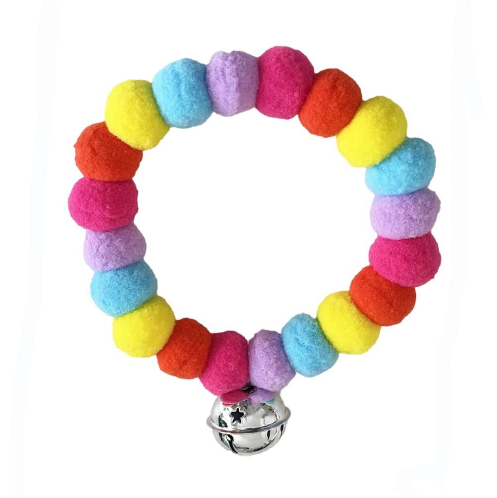 Leconpet Pom Pom Dog Collar, Elastic Cat Necklace, Decorative Plush Ball, Pet Collar with Bell for Photos Walking
