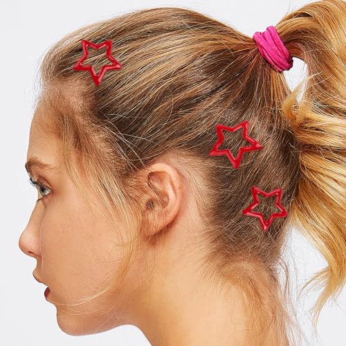 Pinzas de cabello estrella rojas 20 piezas 3 cm miniatura 5