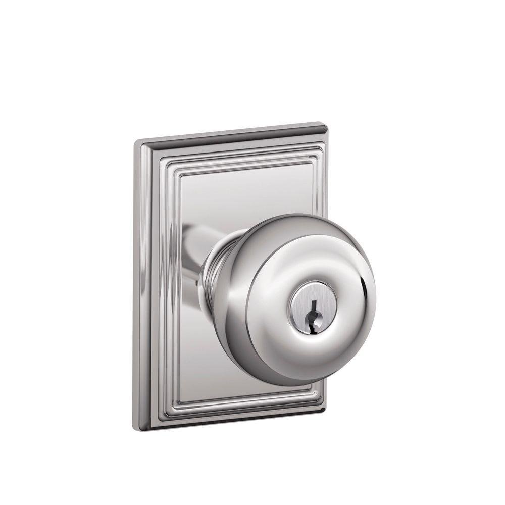 SCHLAGE F51A GEO 625 ADD Addison Collection - Pomo de entrada con llave georgiana, cromo brillante