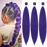 Purple Braiding Hair Extensions 3 Packs Pre-Stretched Braiding Hair for Women Purple Hair Extensions for Braids Cosplay Halloween Costume (26 Inch D-Pur)