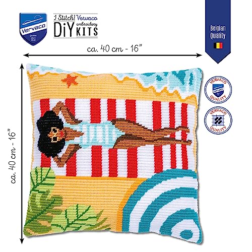 Canevas gobelin point lancé plage, la broderie facile sans stress