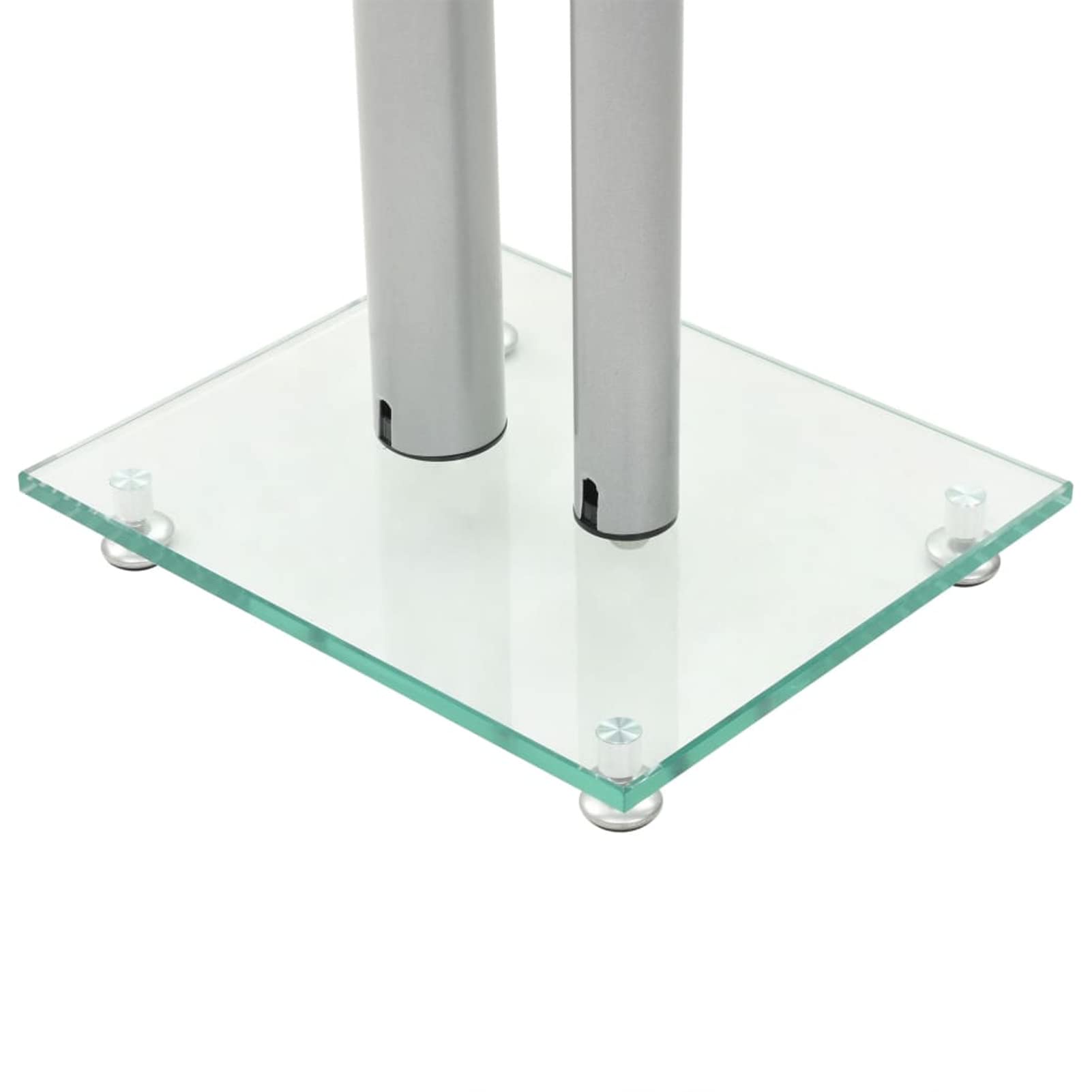 Supporti per Altoparlanti 2pz Vetro Temperato a Colonne Argento,Stand per Altoparlanti,Supporto per Altoparlanti da Tavolo,Supporti Altoparlanti-50674