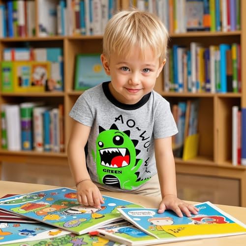 Image of DEEKEY Toddler Boys Shirts Short-Sleeve Little Kids t Shirts Boys' Tops, Tees & Shirts Graphic TEE Age for 2-7 Years 4-Pack