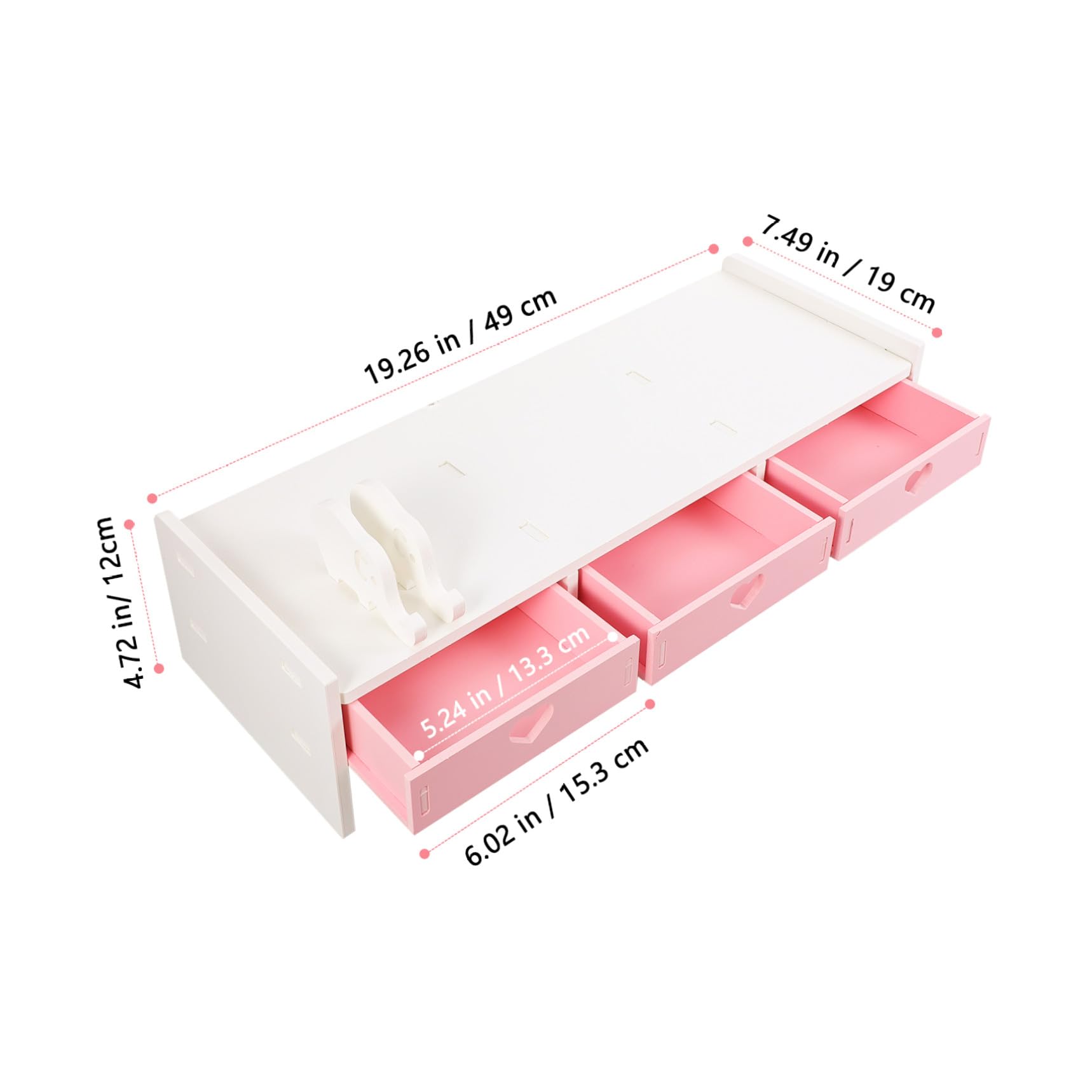 Housoutil Supporto per Monitor da Scrivania in PVC Rosa e Bianco, Rialzo e Organizzatore per Computer da Ufficio e Studenti, Spazio Salvaspazio per Tastiera e Accessori