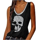 Wirziis Women Summer Skull Print Tank Tops,Fashion Sleeveless Casual Glow Tunic Shirt Daily Girls...