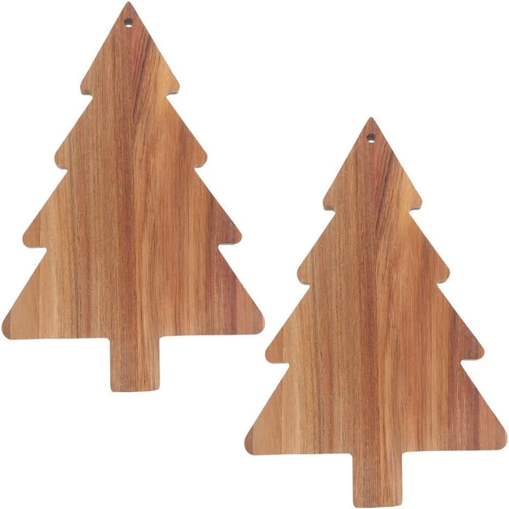CTRLZS Wooden Xmas Tree Charcuterie Board 2pcs Cutting Board Serving Board Kitchen Chopping Cheese Sushi Fruit Snacks