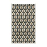 ABAKUHAUS Floral Wandteppich und Tagesdecke, Romantisch Jugendstil Blumen, aus Weiches Mikrofaser Stoff Kein Verblassen Klare Farben Waschbar, 140 x 230 cm, Zinnoberrot Grau Tan