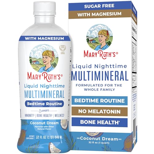 Image of MaryRuth's Liquid Nighttime Multimineral | NO Melatonin | Bedtime Routine | Magnesium Citrate | Calcium | Zinc | Vitamin D3 | Available in 4 Flavors | Vegan | Sugar Free | Gluten Free | 32 Oz