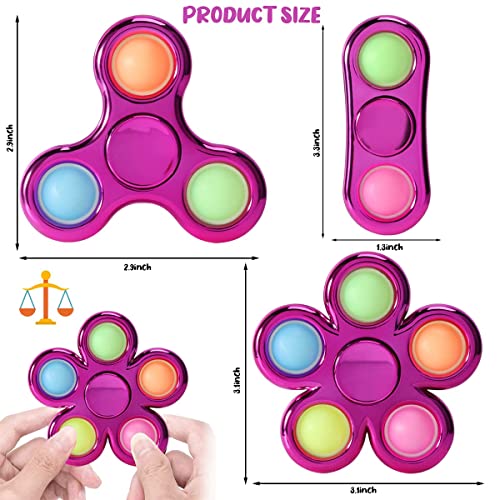 Figrol 3 Pack Pop Fidget Spinner, Push Pop Bubble Fidget Spinner, Simple Sensory Metal-Looking Plastic Hand Spinner - Stress Reduction And Anxiety Relief For Children #TOP2