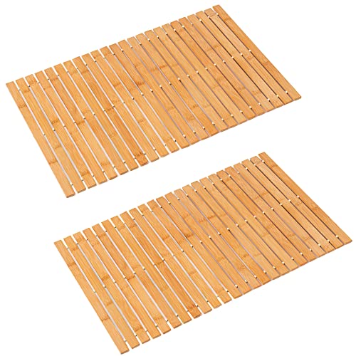 Fovlaurs Bath Mat Bathroom Rugs Floor Wood Shower Bathtub Waterproof