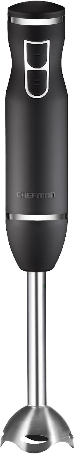 Chefman Immersion Stick Hand Blender with Stainless Steel Shaft & Blades Powerful Ice Crushing 2-Speed Control Handheld Mixer, Purees Smoothie, Sauces & Soups,300 Watts, Black