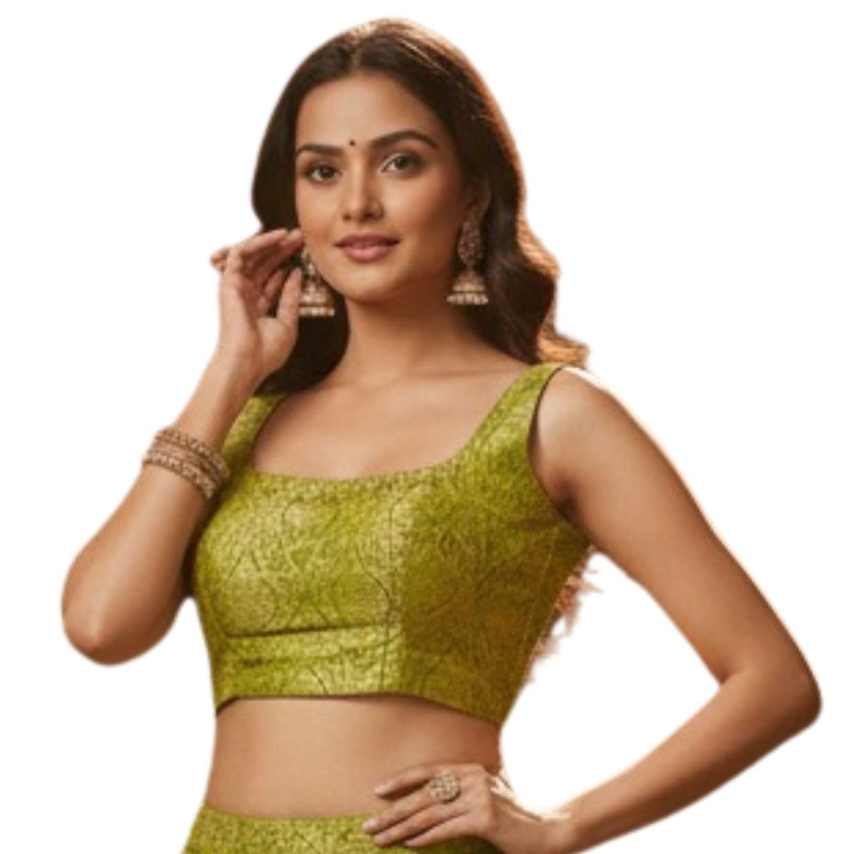 Women Satin Silk Jacquard Blouse Sleeveless Designer Readymade Blouse 38 Inch with 2 Inch Margin Free Size Alter Up to 42 Inch Saree Blouse-picture-49