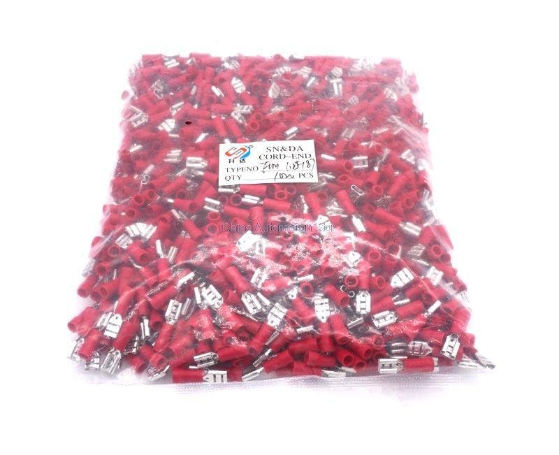 Generic 1000pcs/bag 4.8mm Red Female Insulated Spade Quick Connector Terminal/Crimp Terminal AWG FDD1.25-187