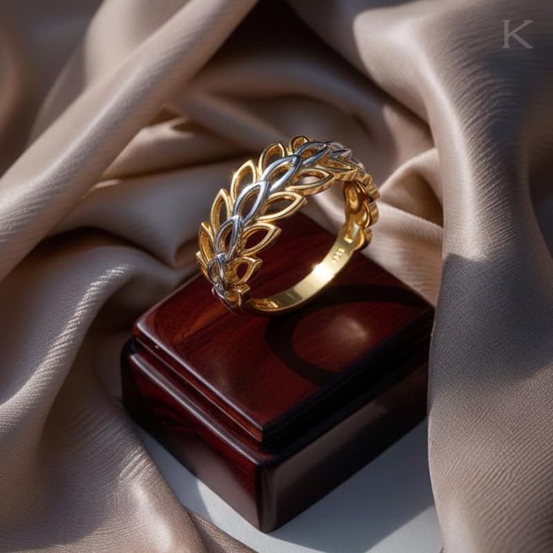 Image of KISNA 9KT / 14KT / 18KT Leaf Cascade Yellow Gold Ring For Women | S14